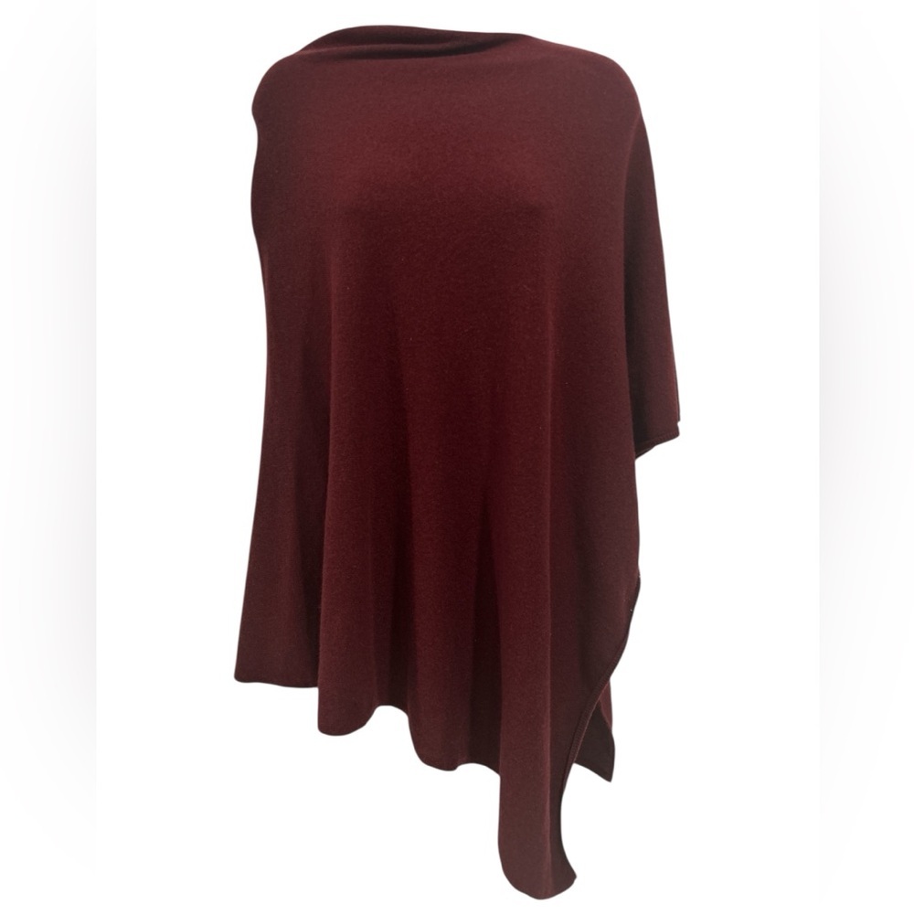 Dalle Piane Merino Wool Cashmere Blend Made in Italy Poncho in Wine - One Size
